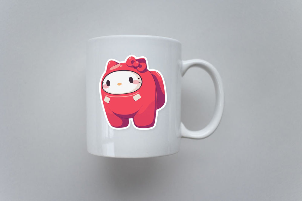 Hello Kitty Among Us Red Crewmate Cute Sticker