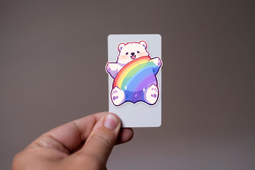 Cute Rainbow Bear Art Sticker