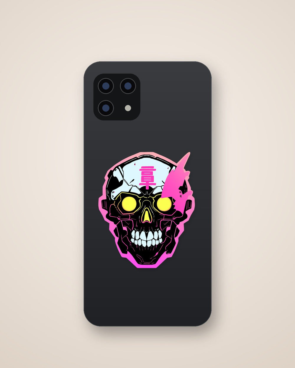 Cyber Skull Pink Stroke Sticker