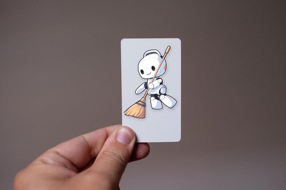 Robot Cleaner with Broom Sticker