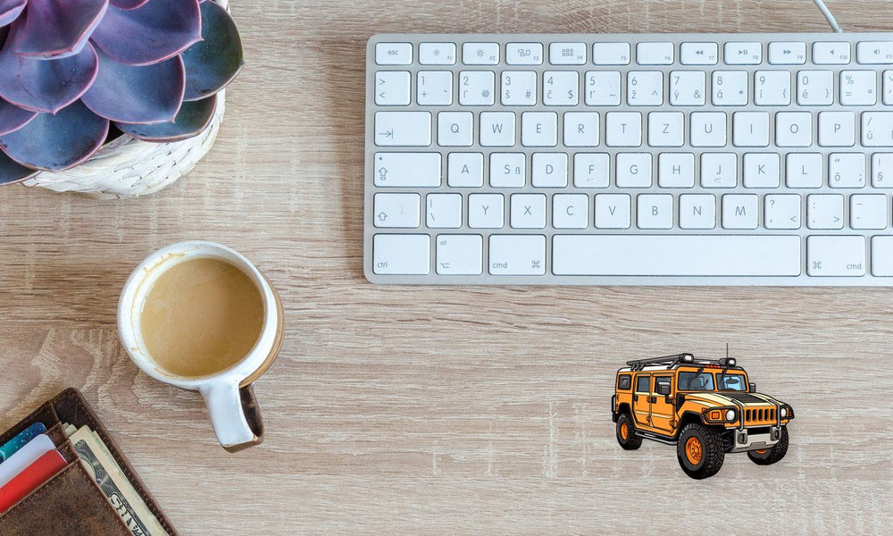 Orange Hummer H1 Cartoon Sticker