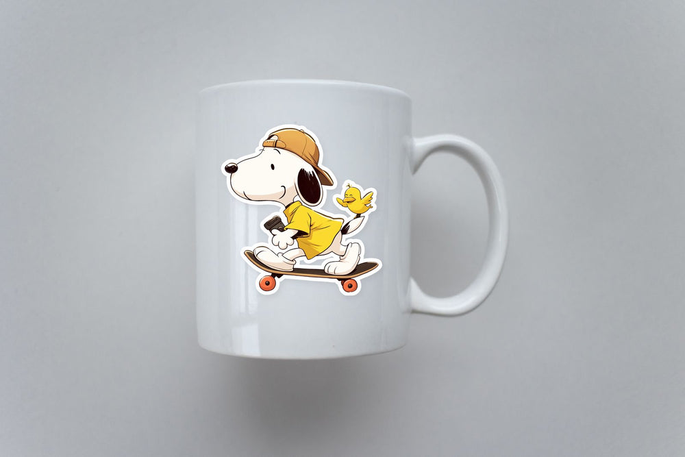 Snoopy Skateboarding with Woodstock Sticker