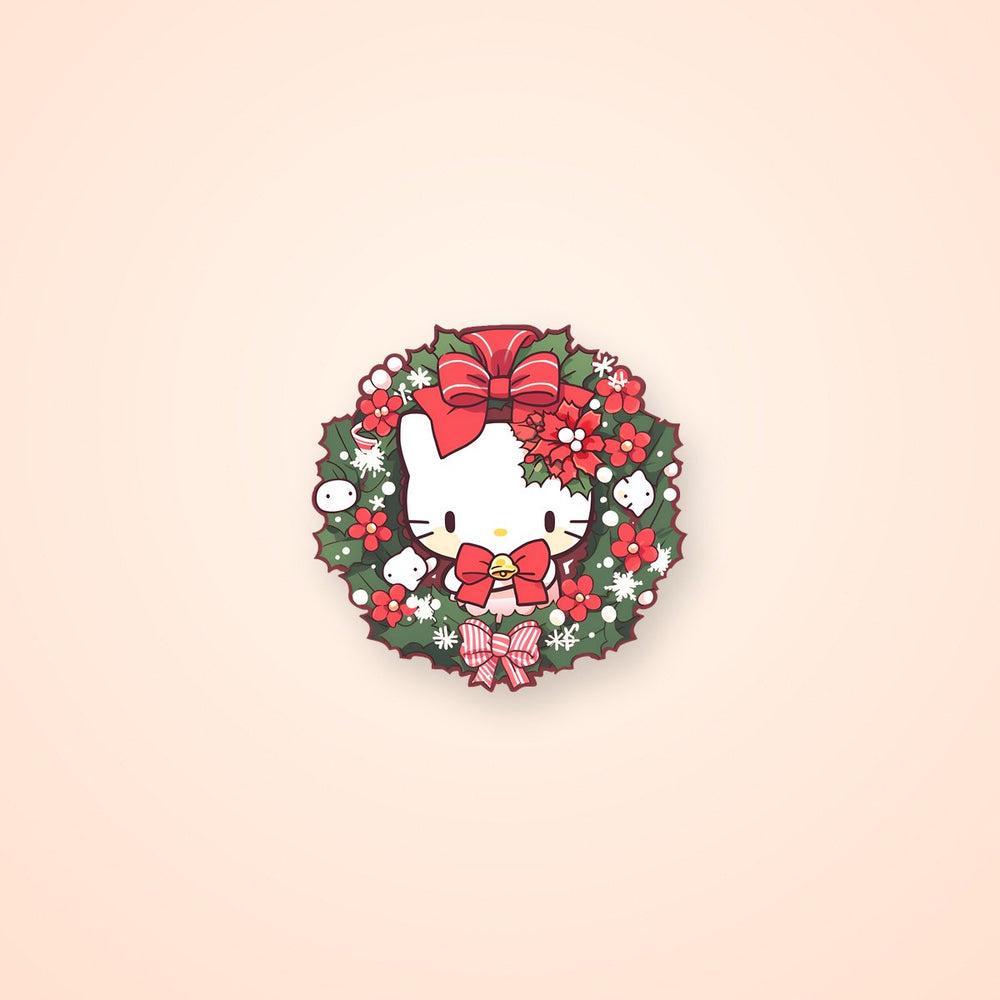 Hello Kitty with Christmas Wreath Sticker
