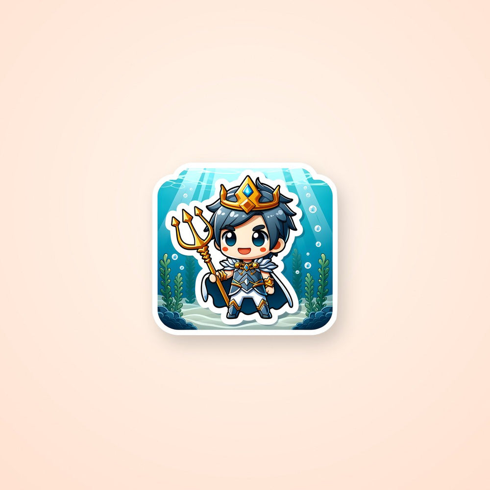 Chibi King of Atlantis Trident Sticker