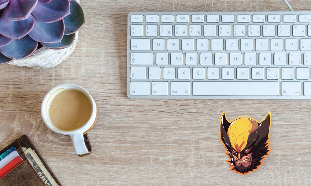 Angry Wolverine Head Orange Stroke Sticker