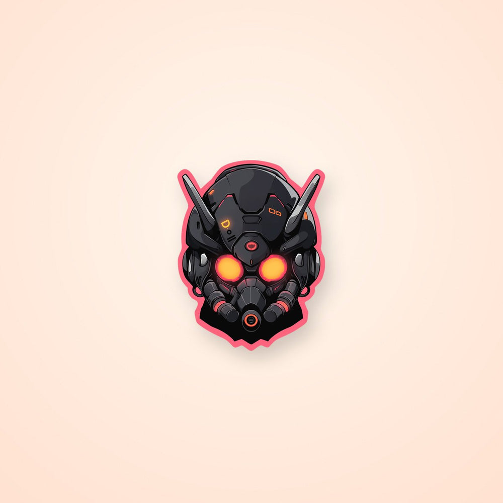 Cyborg Mech Helmet Pink Stroke Sticker