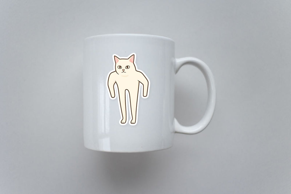 Standing Cat Funny Meme Sticker