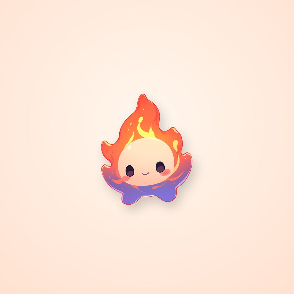 Purple & Orange Kawaii Flame Sticker