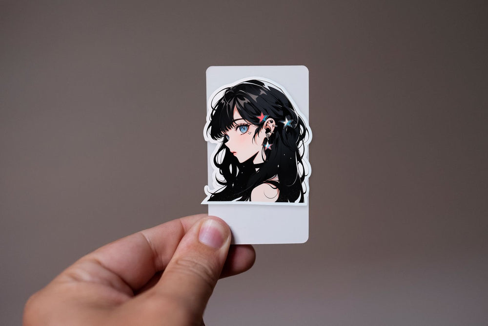 Blue-Eyed Brunette Anime Girl Aesthetic Sticker