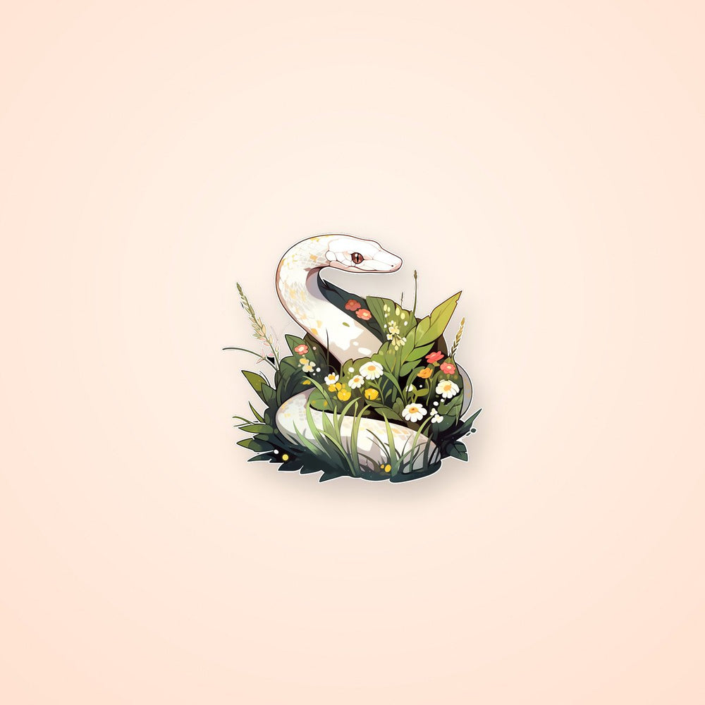White Snake in the Grass Sticker