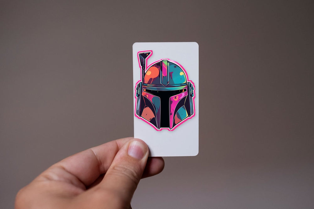 Star Wars Mandalorian Helmet Red Stroke Sticker