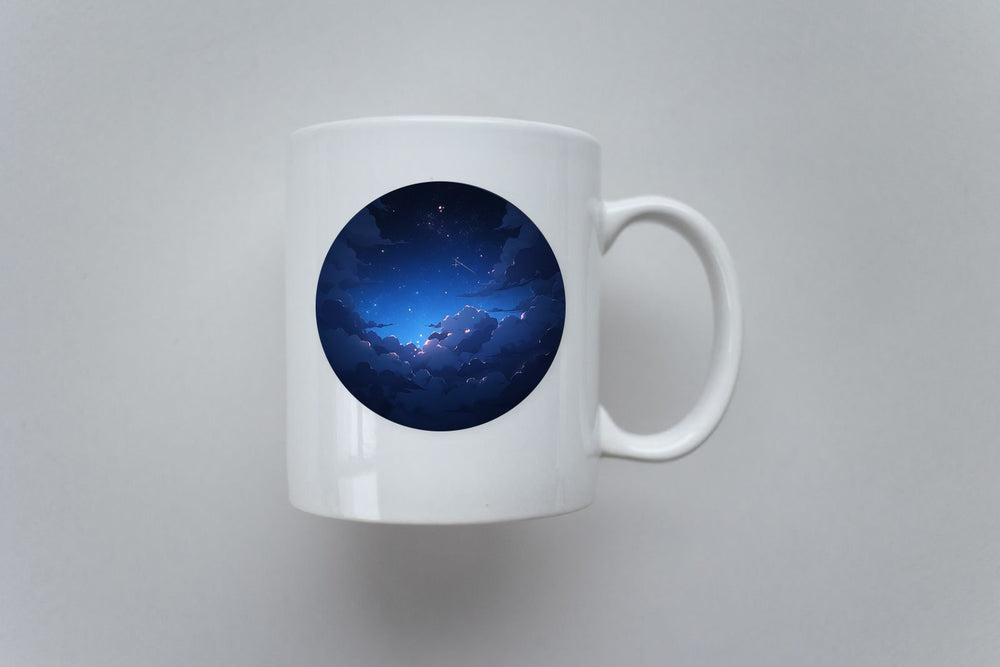 Night Sky & Clouds Round Sticker