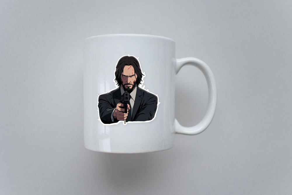 Serious John Wick with Gun Sticker