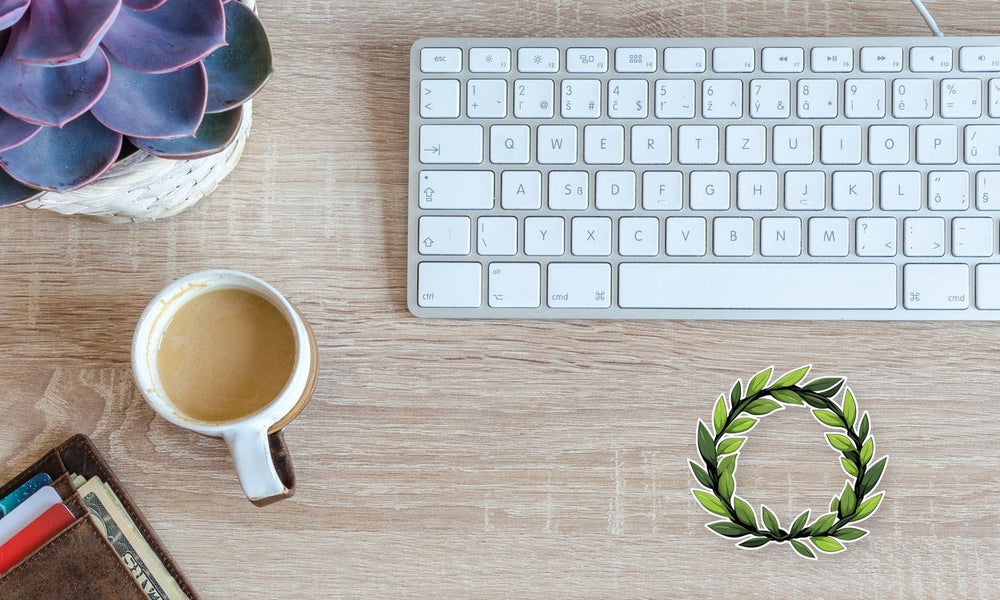 Aesthetic Green Laurel Wreath Sticker