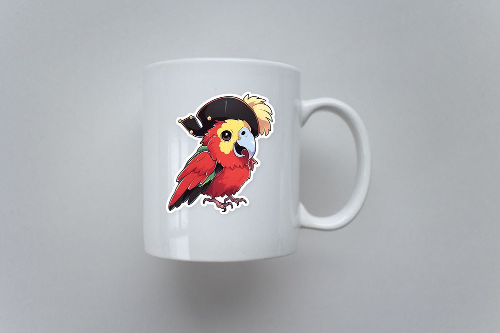 Red Parrot in Pirate Hat Sticker