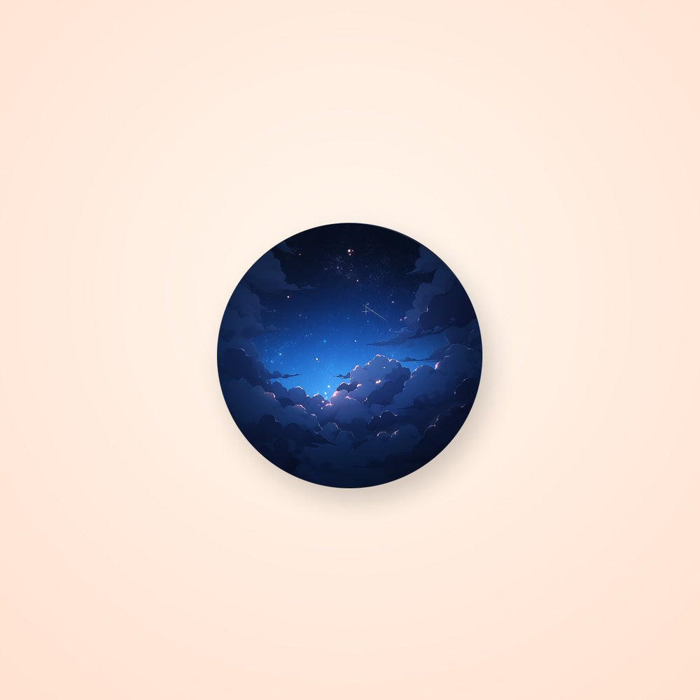 Night Sky & Clouds Round Sticker