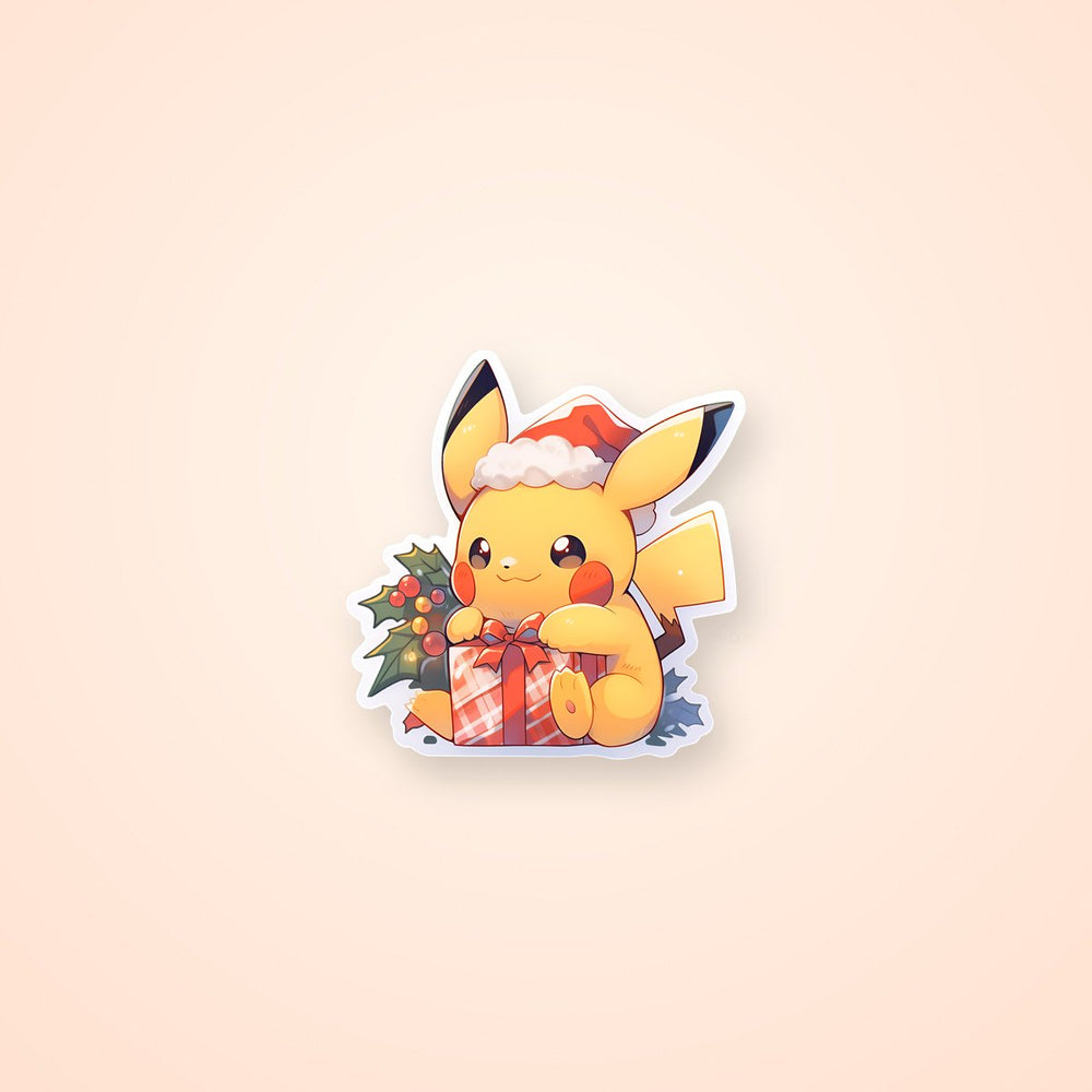 Pikachu in Hat Christmas Gift Sticker