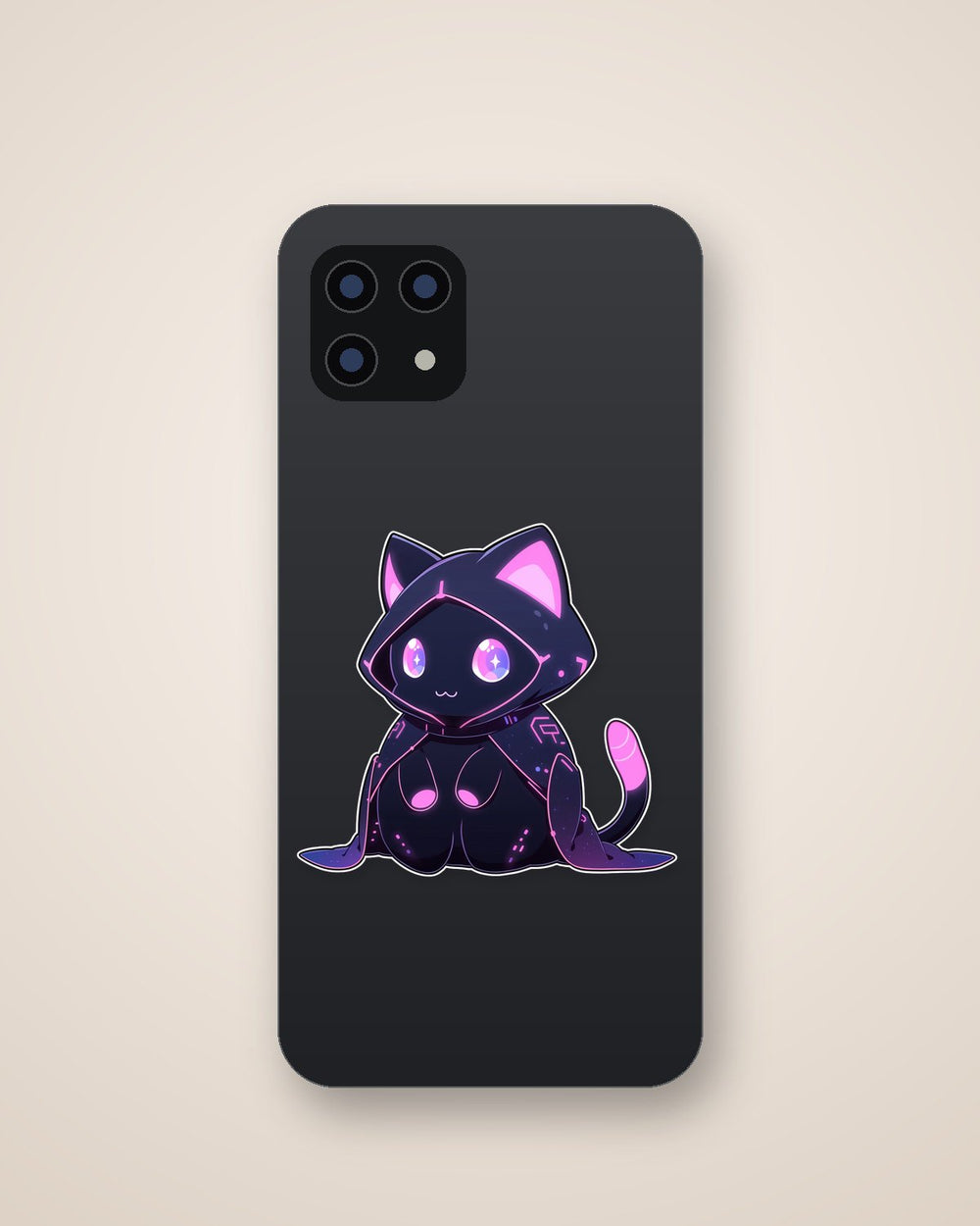 Cute Neon Cat Art Sticker