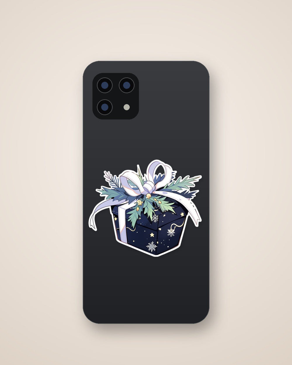 Black Christmas Gift with Bow Sticker