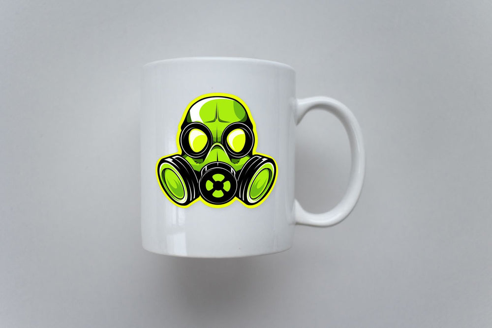 Toxic Gas Mask Green Stroke Sticker