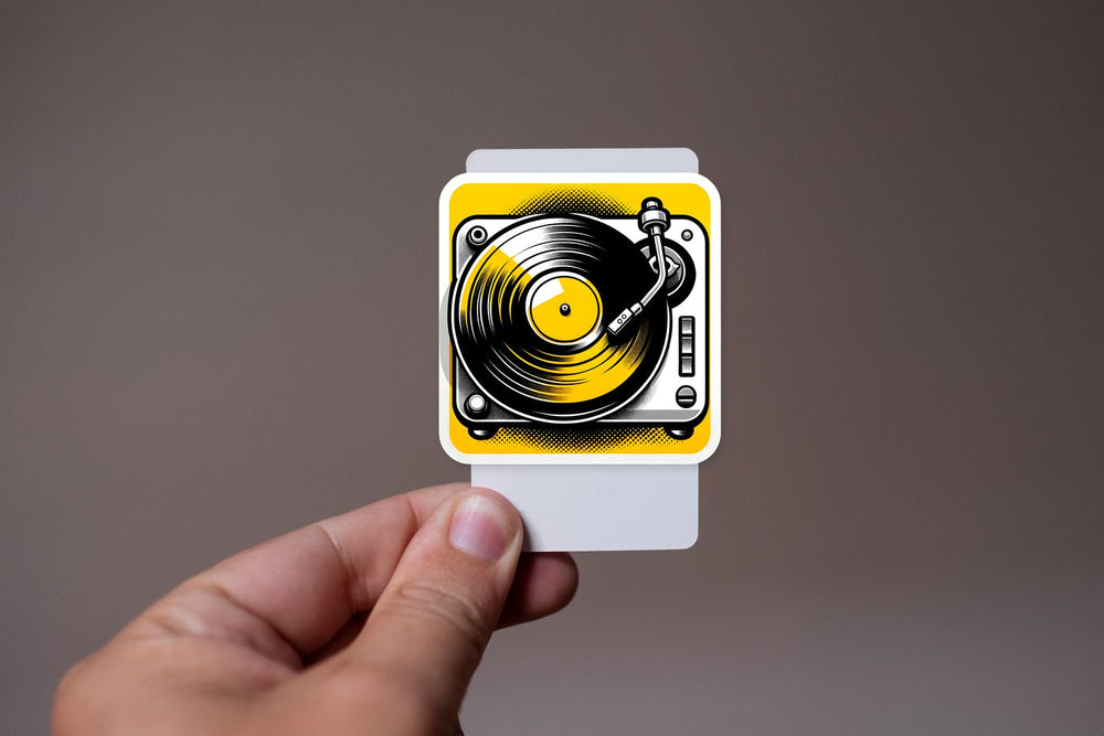 Vinyl Turntable Yellow Record Sticker