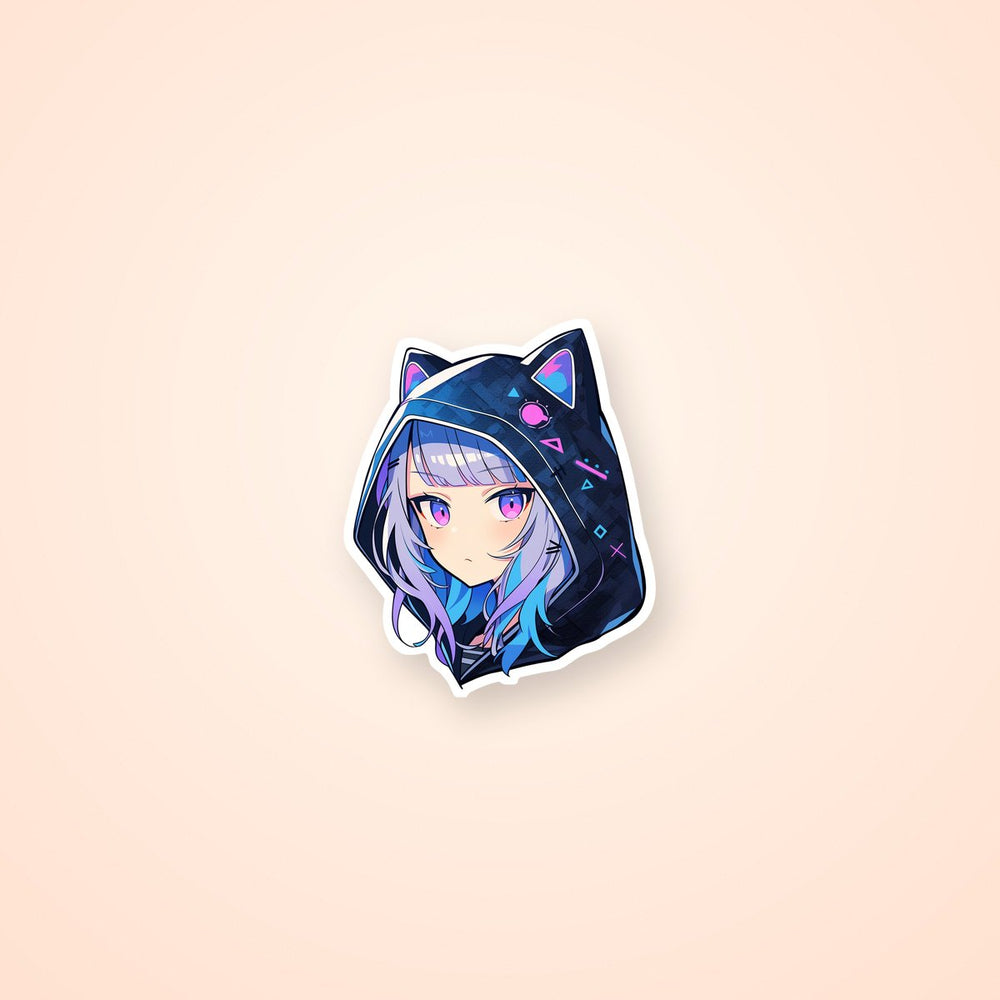 Anime Girl with Pink & Purple Eyes Sticker