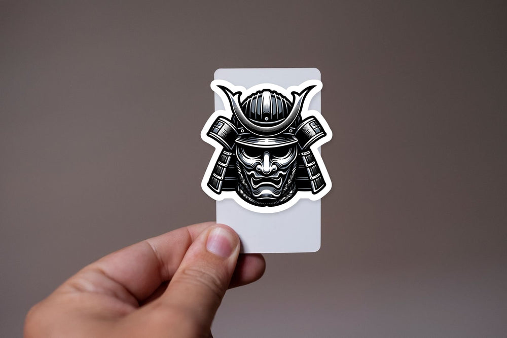 Samurai Mask Metal Warrior Sticker