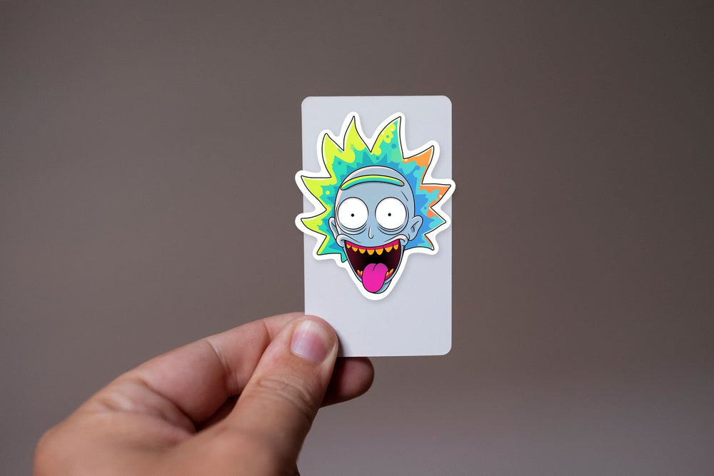 Trippy Rick Sanchez Head Tongue Out Sticker