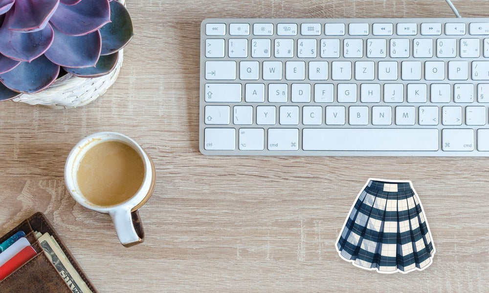 Blue Plaid School Skirt Sticker