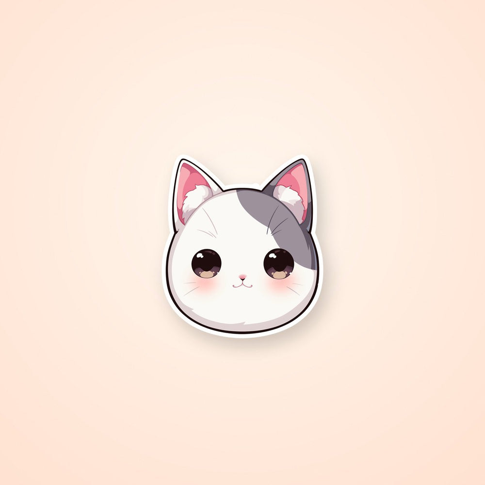 Cute Chibi White Cat Head Sticker