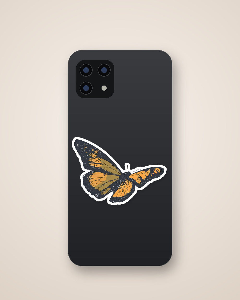 Vintage Monarch Butterfly Grunge Art Sticker