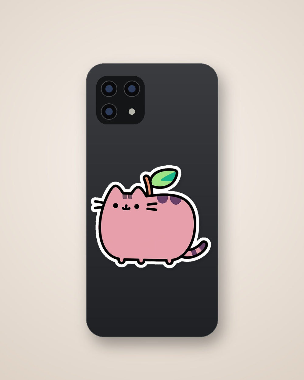 Cute Pink Pusheen Apple Cat Sticker