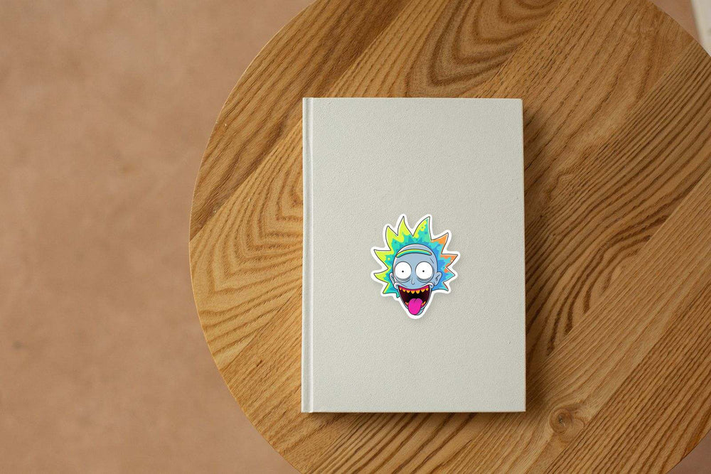 Trippy Rick Sanchez Head Tongue Out Sticker