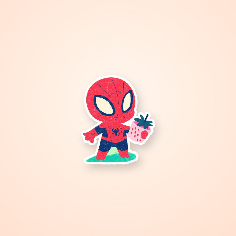 Kawaii Spider Man Strawberry Cup Sticker