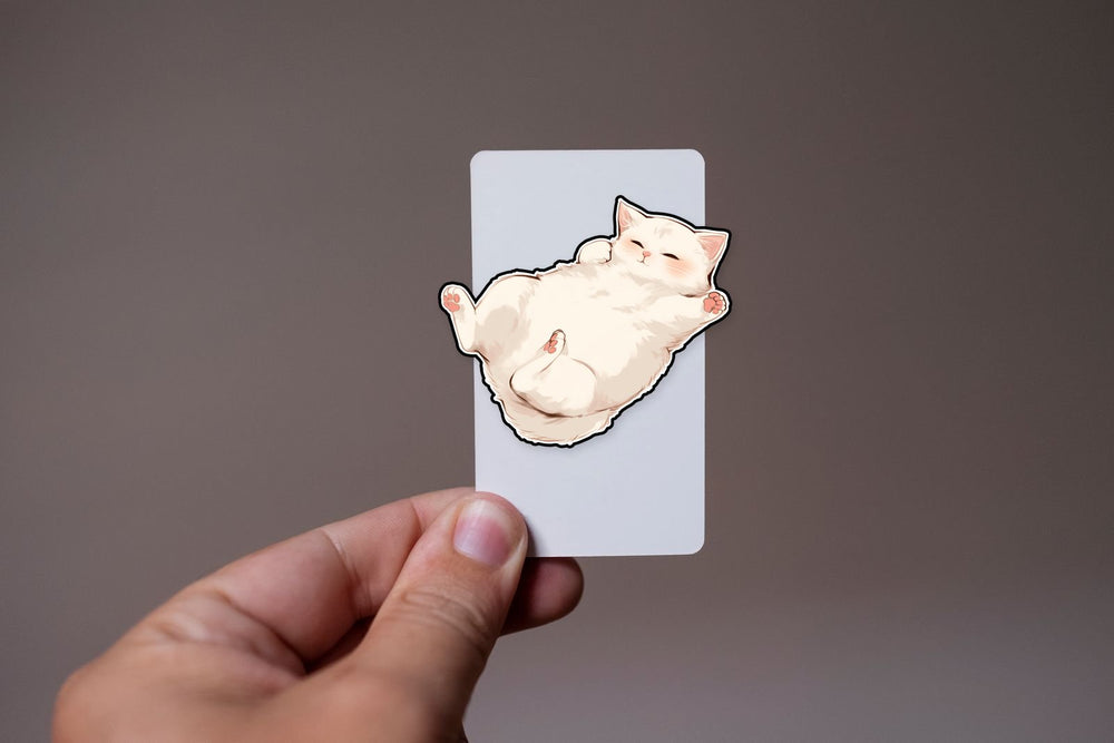 Lazy Chubby Cat Lying on Back Sticker