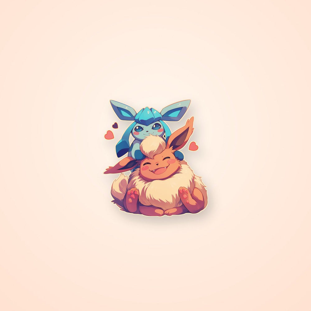 Glaceon and Flareon Cuddling Sticker
