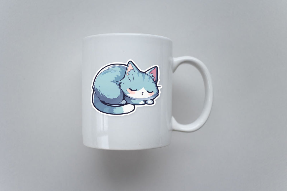 Sleepy Blue Cat Sticker