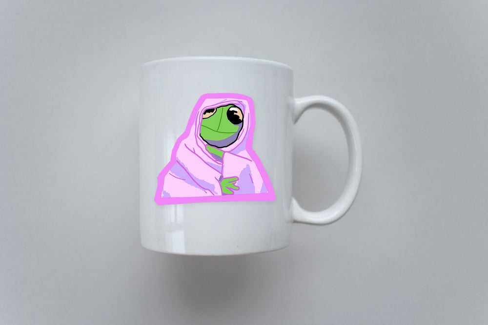 Pepe Frog Under Blanket Cozy Sticker