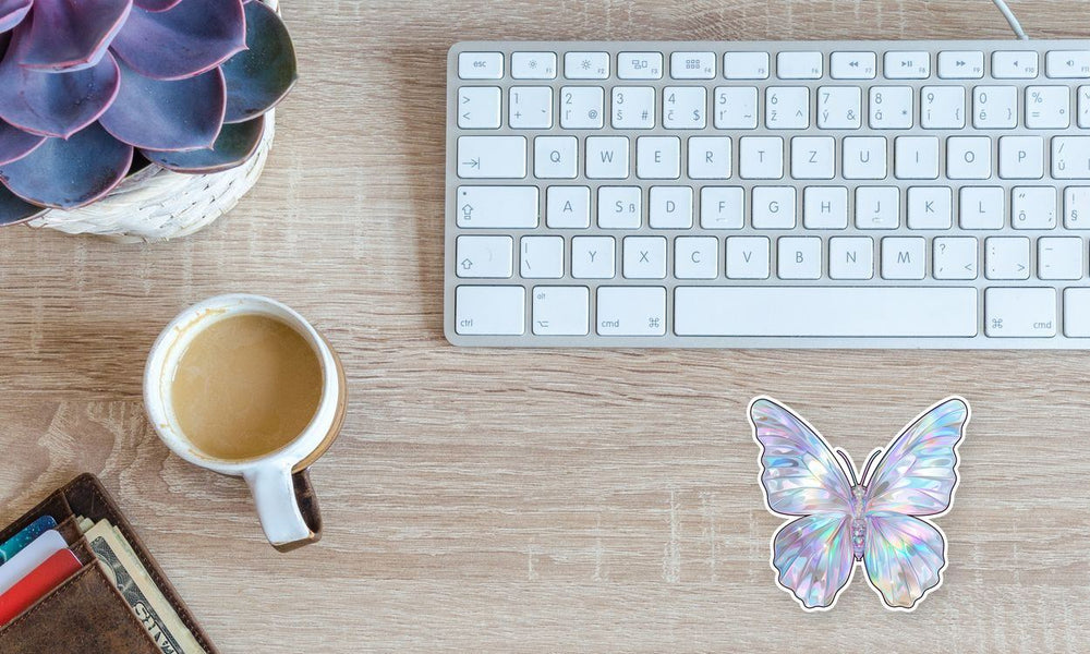Chrome Butterfly Sticker