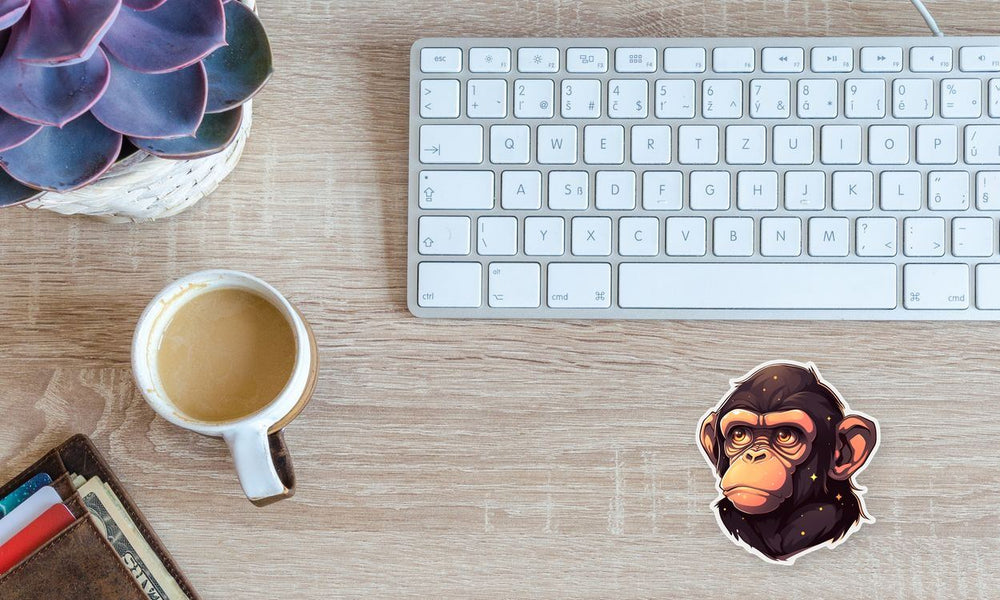 Brown Chimpanzee Head Sticker