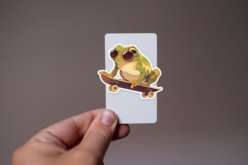 Skateboarding Frog with Sunglasses Sticker
