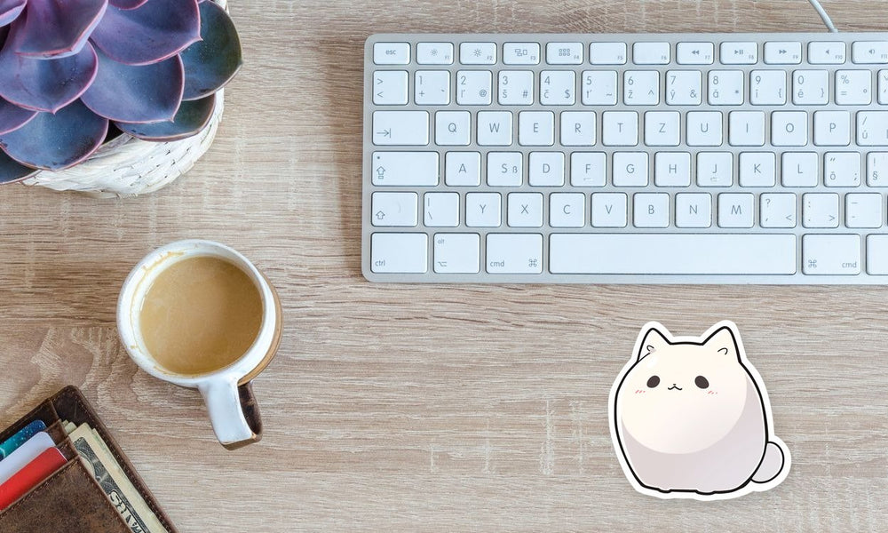 Simple White Kawaii Kitty Sticker