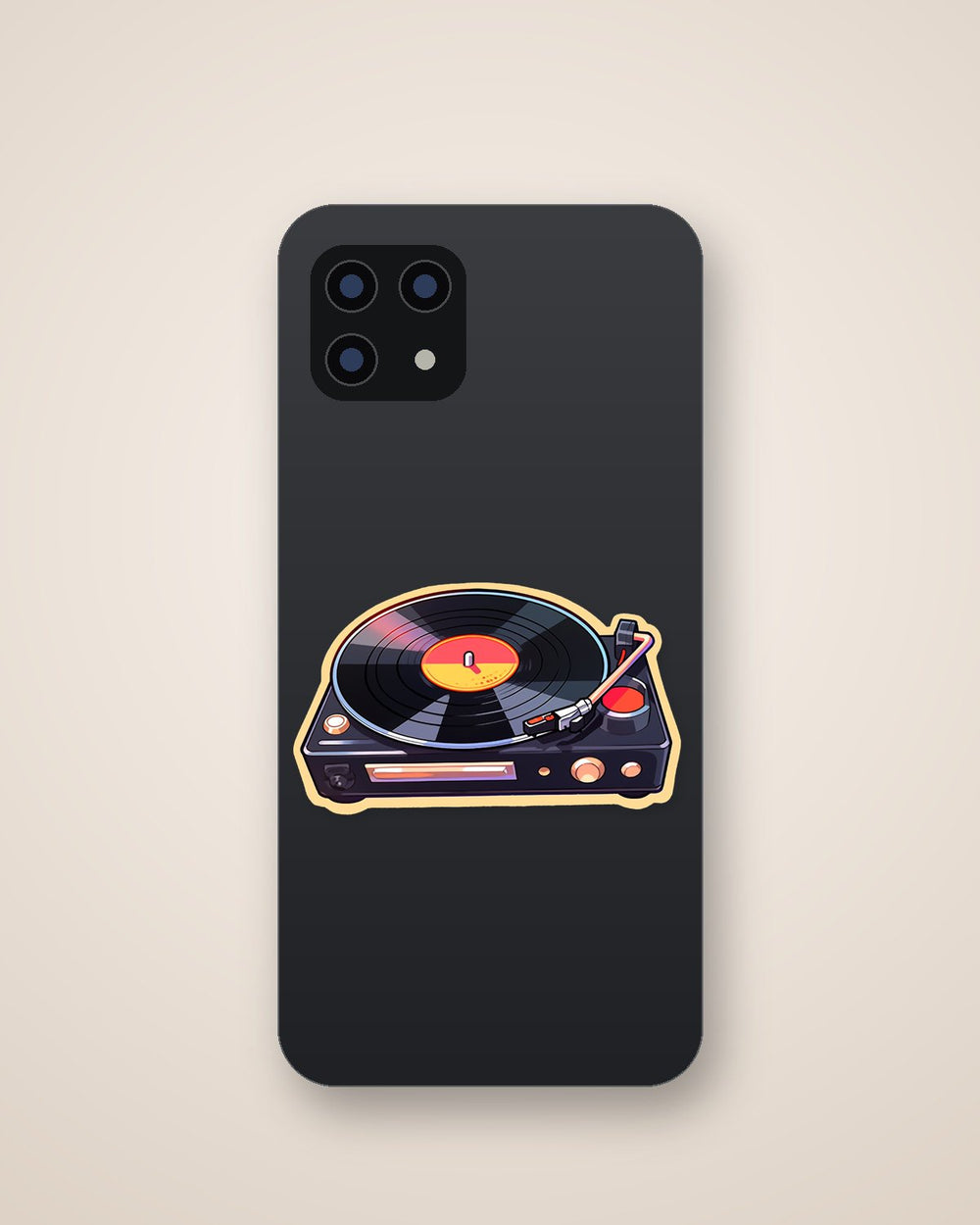 Vinyl Player Beige Stroke Sticker