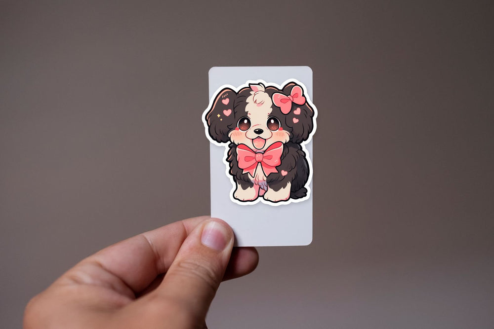 Cute Dog with Red Bow Sticker