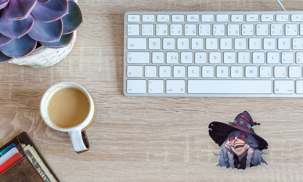 Smiling Witch with Red Eyes Halloween Sticker