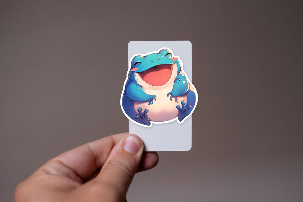 Cute Blue Frog Smiling Sticker