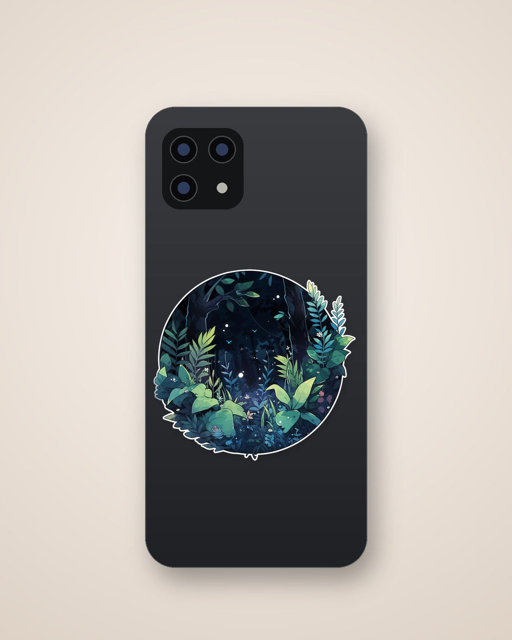 Magic Night Forest Round Sticker