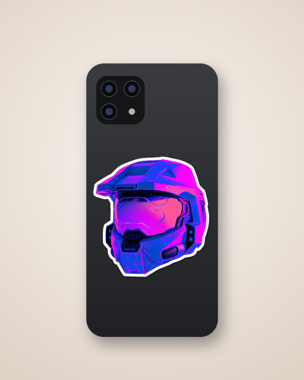 Cyberpunk Master Chief Helmet Neon Sticker