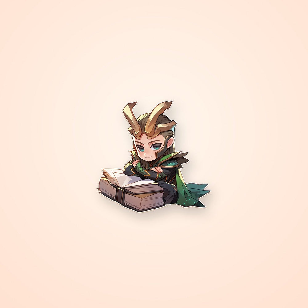 Chibi Loki Reading Book Sticker