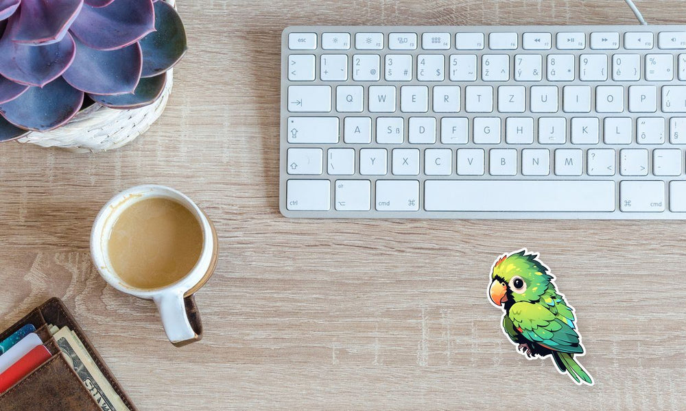 Green Parrot Aesthetic Sticker
